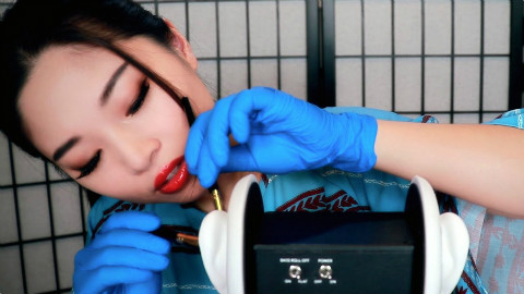 TINGTING ASMR_戴手套的粘性耳部按摩